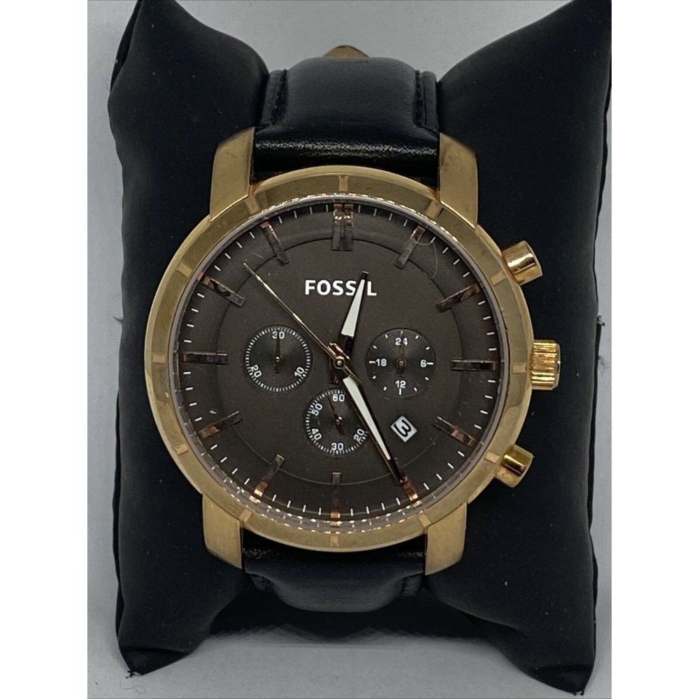 Fossil BQ2048 Men's Black Leather Analog Dial Quar
